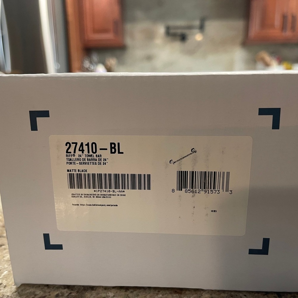 Kohler Riff 24" Towel Bar - Matte Black Finish - Brand New